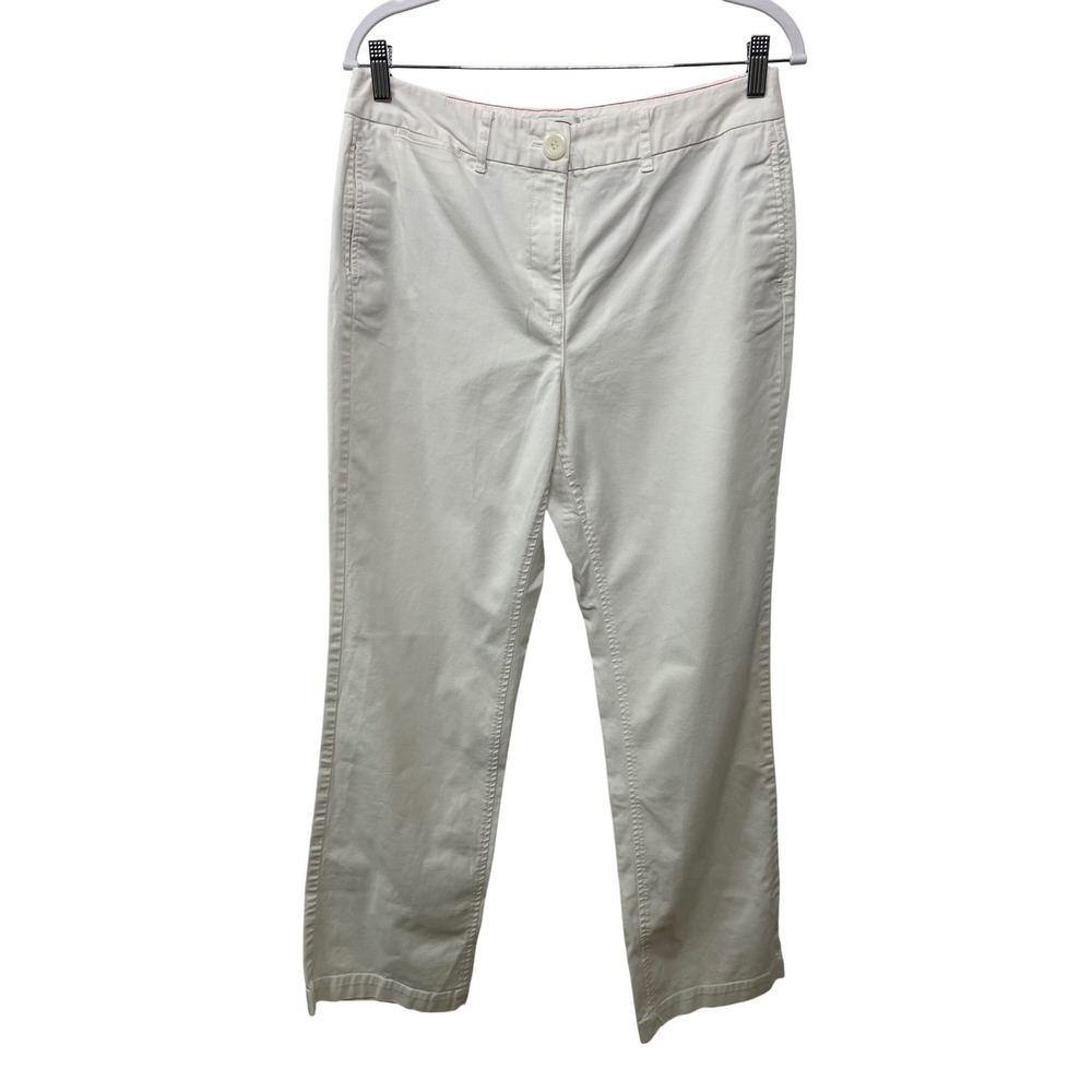 Talbots Stretch Chino Pants Straight Leg Solid White Beachy Nautical‎ Vtg Y2K 12